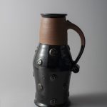 pitcher, black glaze, pasted decoration by Noriyuki Yamamoto.